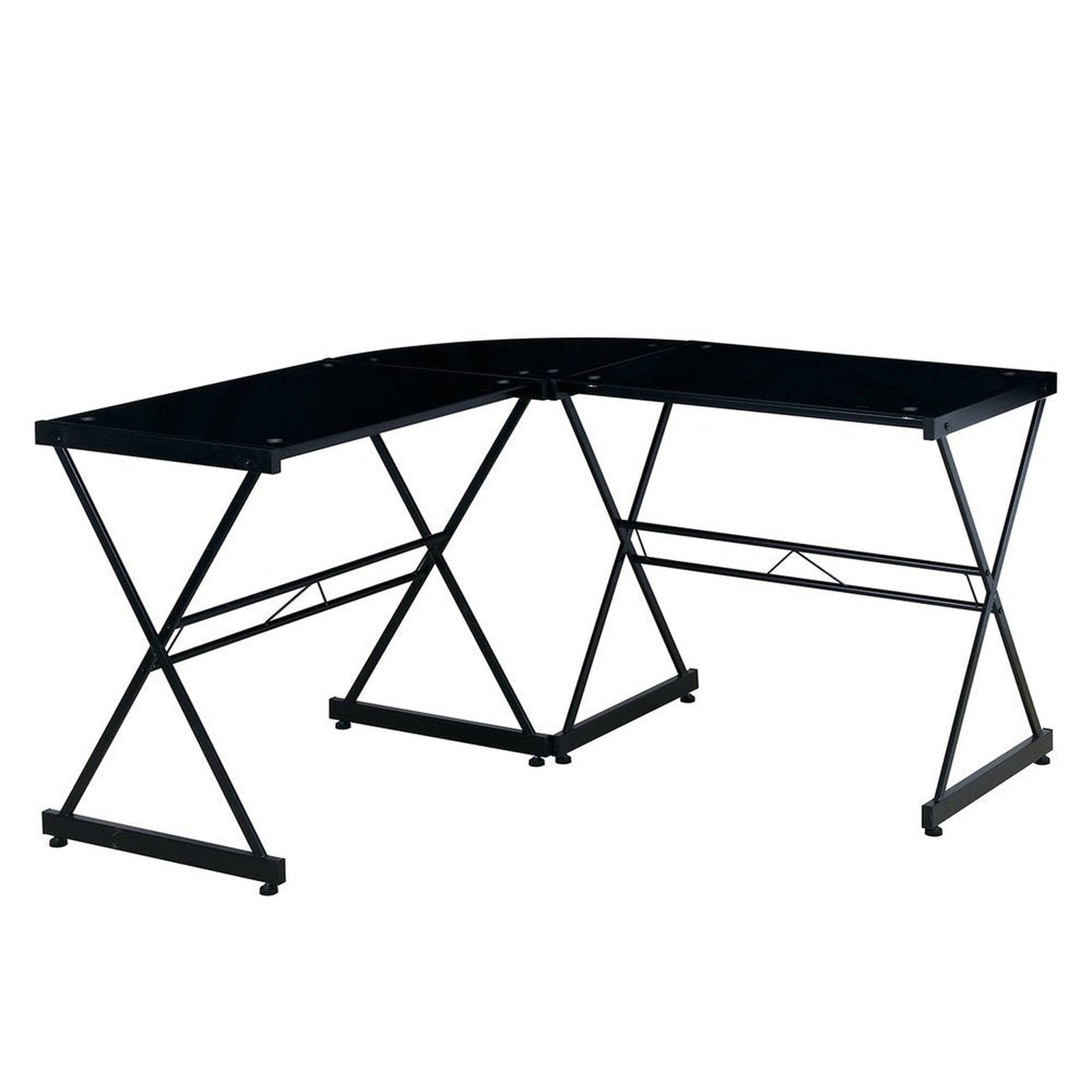 Techni Mobili L-Shaped Glass Computer Desk, Black by Level Up Desks