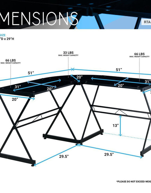 Load image into Gallery viewer, Techni Mobili L-Shaped Glass Computer Desk, Black by Level Up Desks

