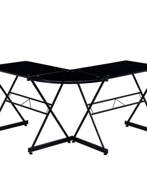 Load image into Gallery viewer, Techni Mobili L-Shaped Glass Computer Desk, Black by Level Up Desks
