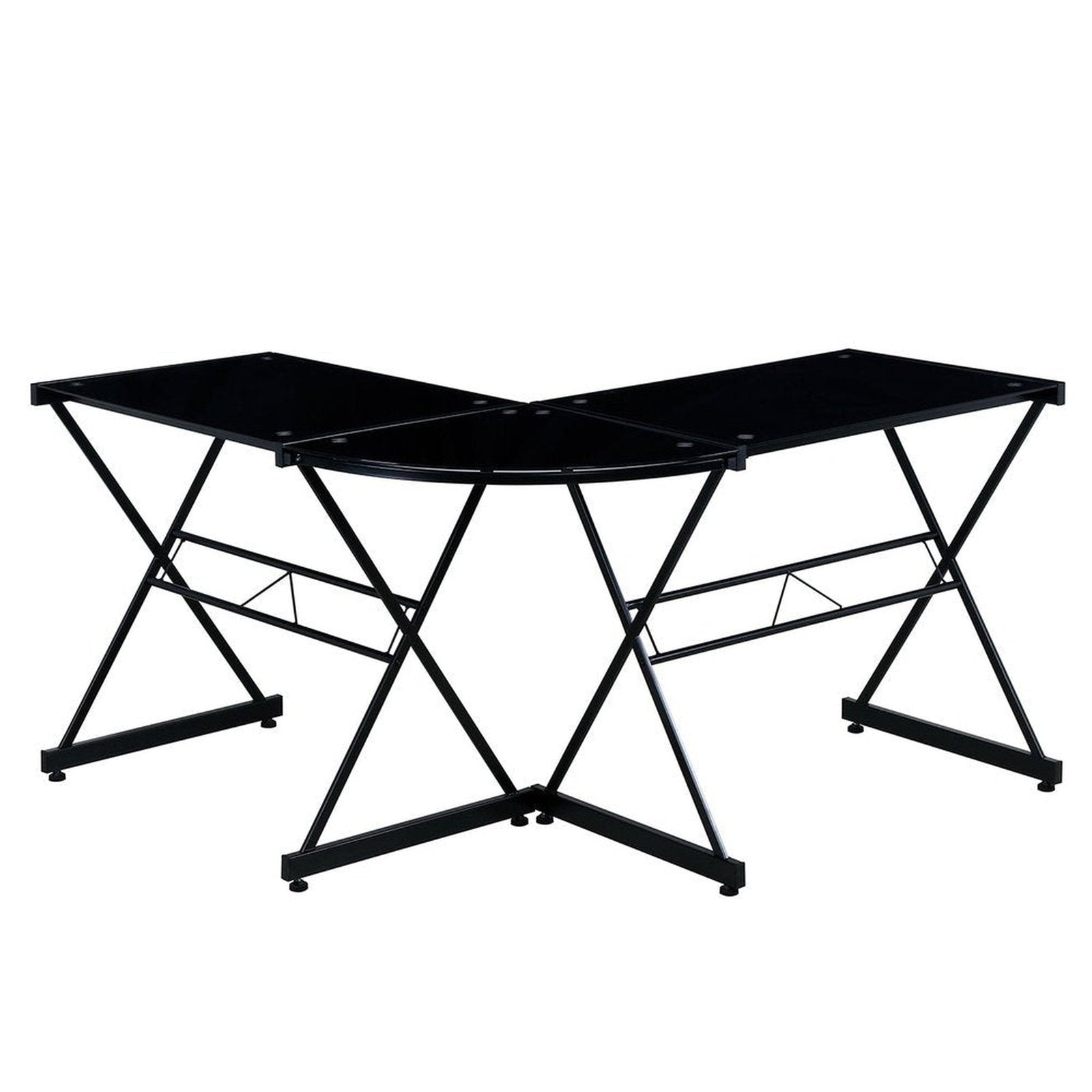 Techni Mobili L-Shaped Glass Computer Desk, Black by Level Up Desks