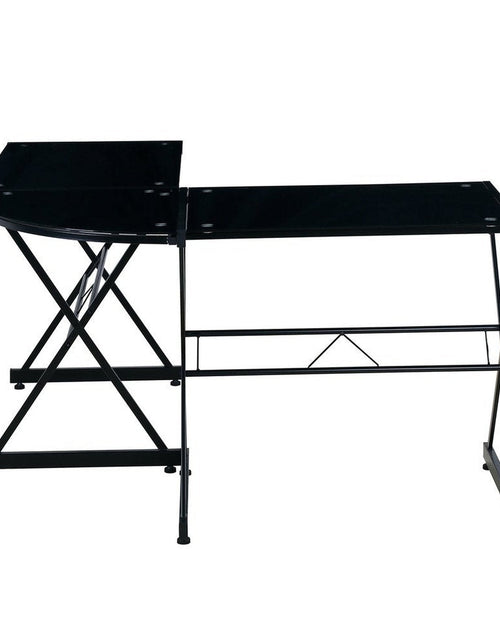 Load image into Gallery viewer, Techni Mobili L-Shaped Glass Computer Desk, Black by Level Up Desks
