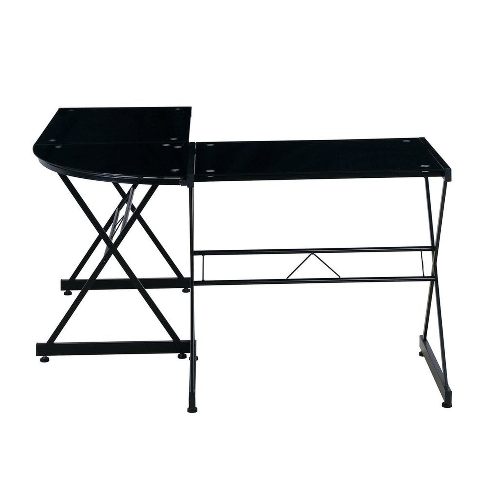 Techni Mobili L-Shaped Glass Computer Desk, Black by Level Up Desks