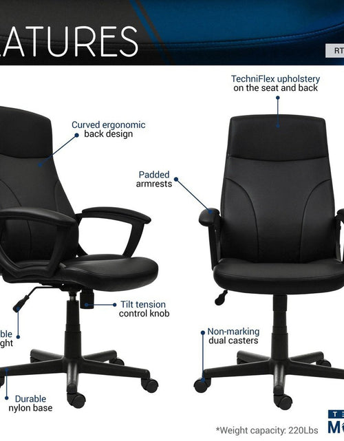 Load image into Gallery viewer, Techni Mobili Medium Back Executive Office Chair, Black by Level Up Desks
