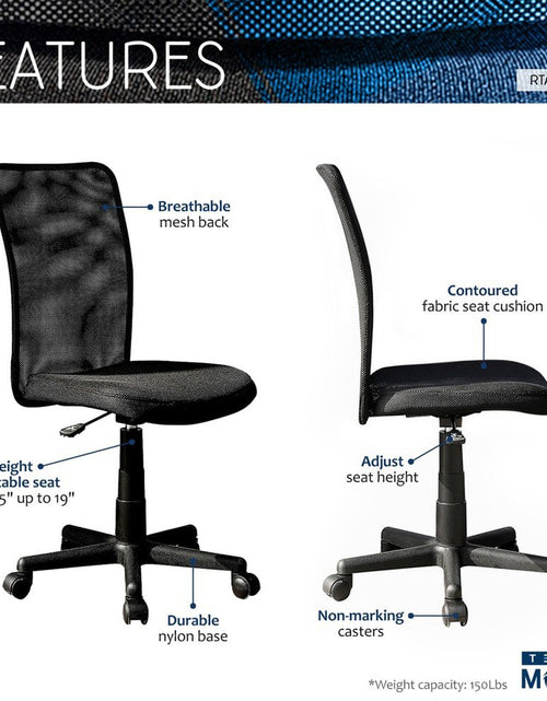 Load image into Gallery viewer, Techni Mobili Mesh Task Office Chair, Black by Level Up Desks
