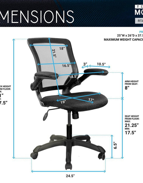Load image into Gallery viewer, Techni Mobili Mesh Task Office Chair with Flip-Up Arms, Black by Level Up Desks
