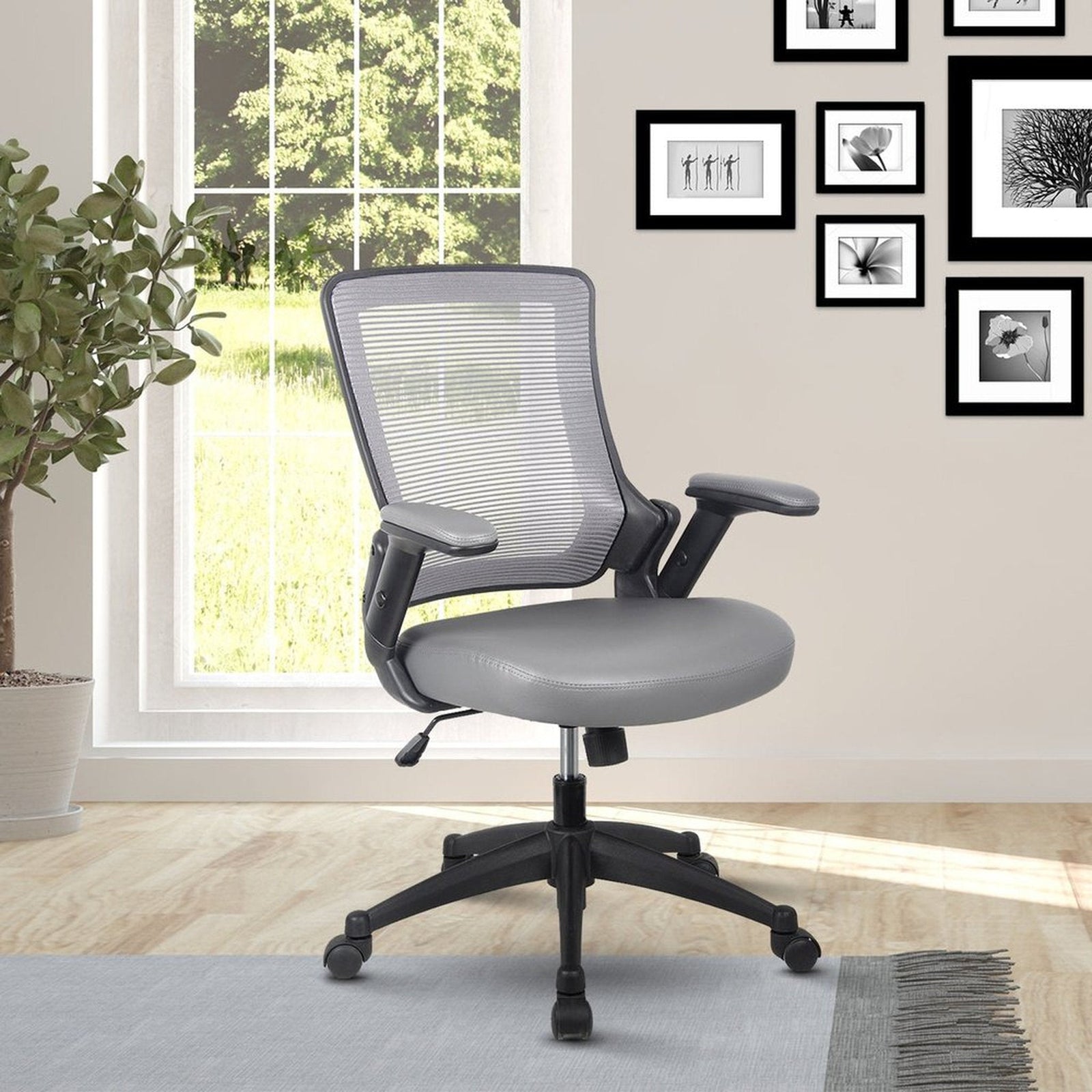 Techni Mobili Mid-Back Mesh Task Office Chair with Height Adjustable Arms by Level Up Desks