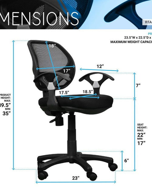 Load image into Gallery viewer, Techni Mobili Midback Mesh Task Office Chair, Black by Level Up Desks
