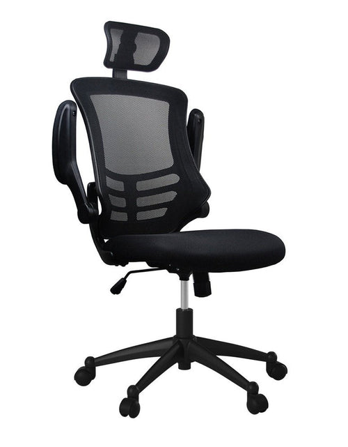 Load image into Gallery viewer, Techni Mobili Modern High-Back Mesh Executive Office Chair with Headrest and Flip-Up Arms, Black by Level Up Desks
