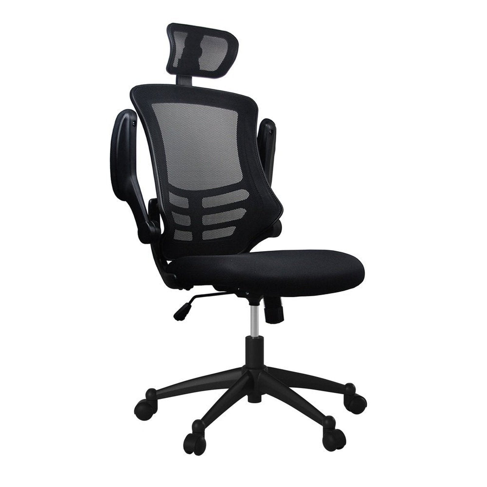 Techni Mobili Modern High-Back Mesh Executive Office Chair with Headrest and Flip-Up Arms, Black by Level Up Desks