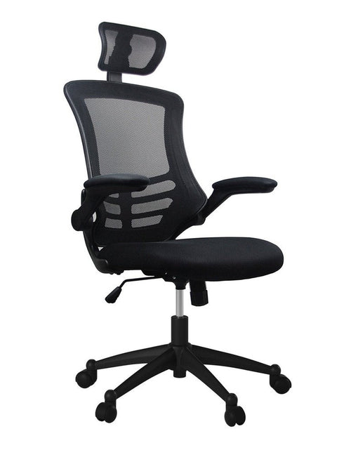 Load image into Gallery viewer, Techni Mobili Modern High-Back Mesh Executive Office Chair with Headrest and Flip-Up Arms, Black by Level Up Desks
