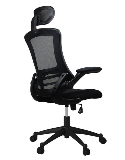 Load image into Gallery viewer, Techni Mobili Modern High-Back Mesh Executive Office Chair with Headrest and Flip-Up Arms, Black by Level Up Desks
