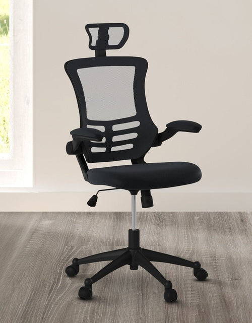 Load image into Gallery viewer, Techni Mobili Modern High-Back Mesh Executive Office Chair with Headrest and Flip-Up Arms, Black by Level Up Desks
