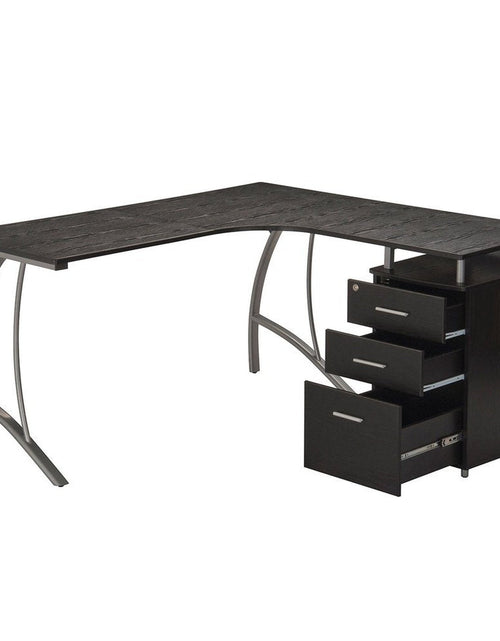 Load image into Gallery viewer, Techni Mobili Modern L- Shaped Computer Desk with File Cabinet and Storage, Espresso by Level Up Desks
