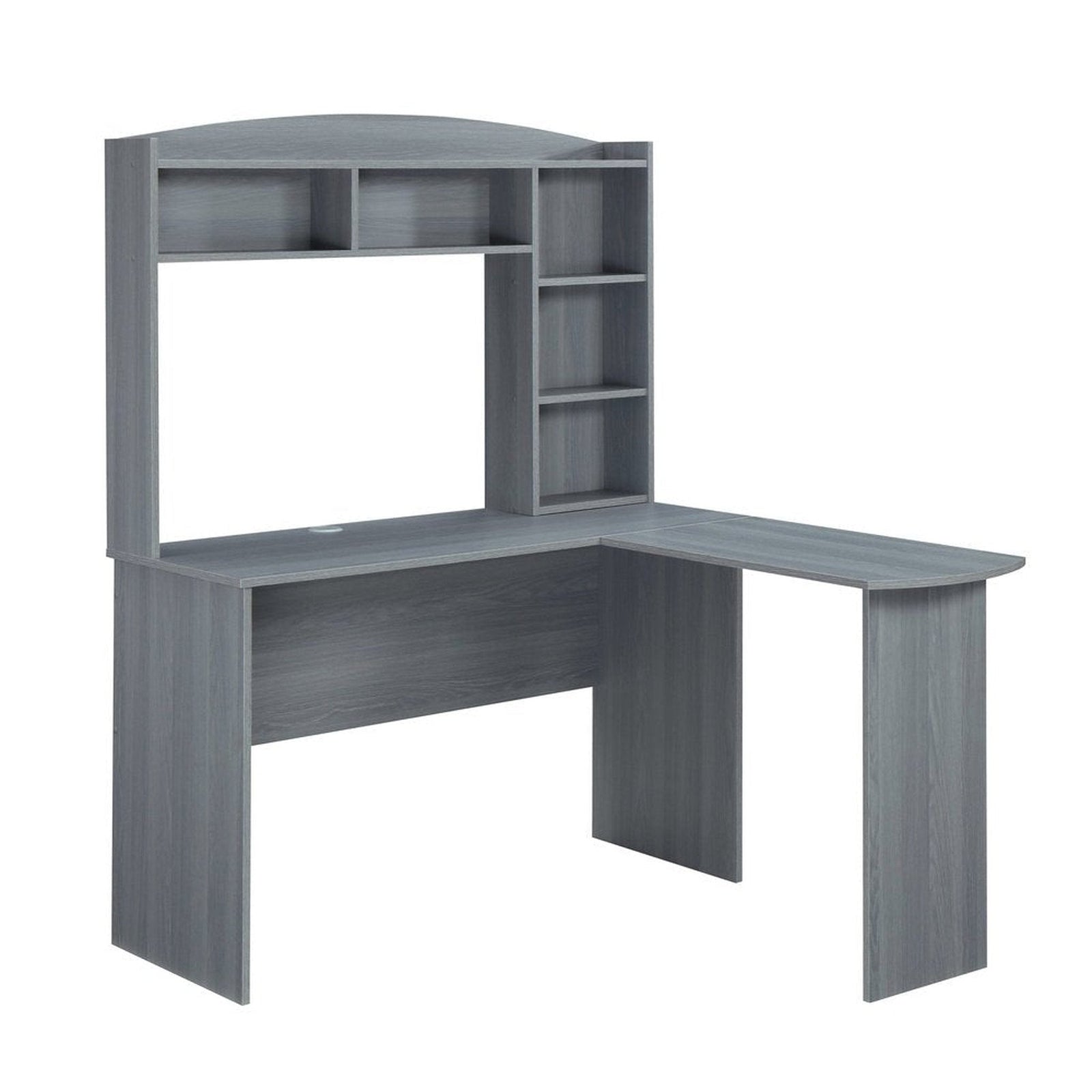 Techni Mobili Modern L-Shaped Desk with Hutch, Grey by Level Up Desks