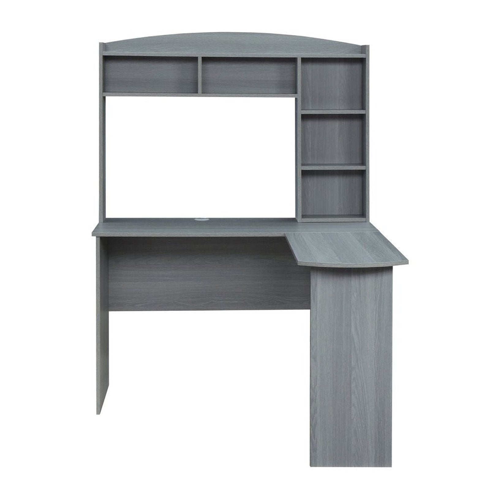Techni Mobili Modern L-Shaped Desk with Hutch, Grey by Level Up Desks