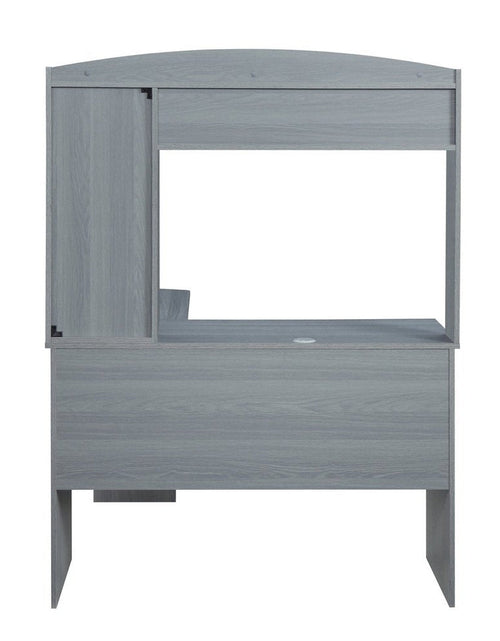 Load image into Gallery viewer, Techni Mobili Modern L-Shaped Desk with Hutch, Grey by Level Up Desks
