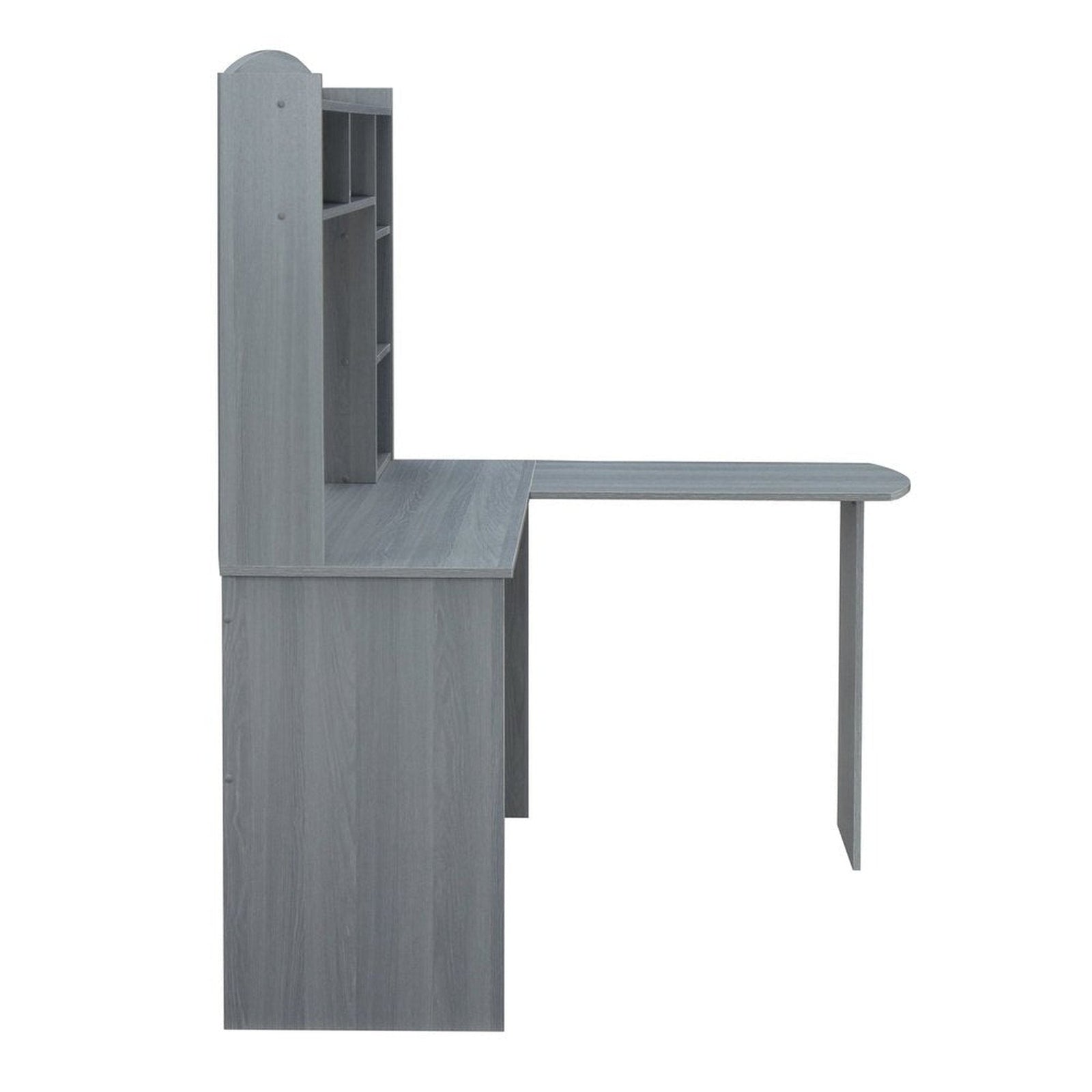 Techni Mobili Modern L-Shaped Desk with Hutch, Grey by Level Up Desks