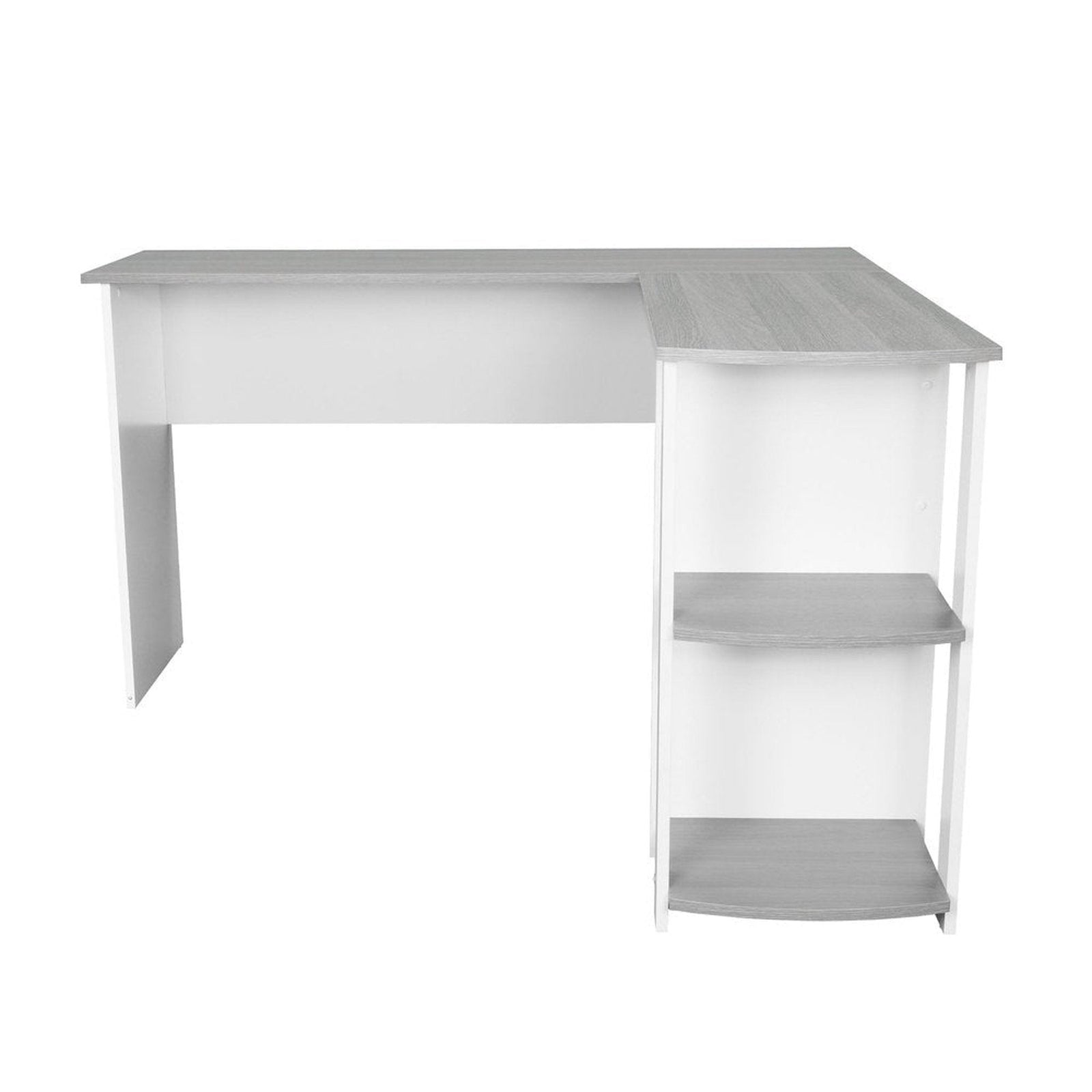 Techni Mobili Modern L-Shaped Desk with Side Shelves, Grey by Level Up Desks