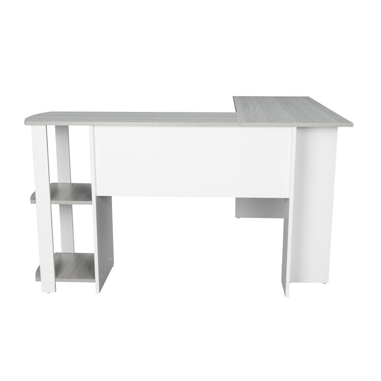 Techni Mobili Modern L-Shaped Desk with Side Shelves, Grey by Level Up Desks