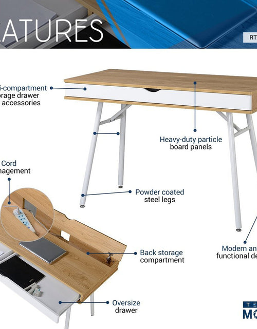 Load image into Gallery viewer, Techni Mobili Modern Multi Storage Computer Desk with Storage, Pine by Level Up Desks
