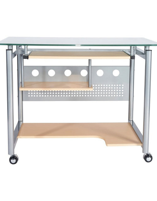 Load image into Gallery viewer, Techni Mobili Rolling Computer Desk, Glass and Silver by Level Up Desks
