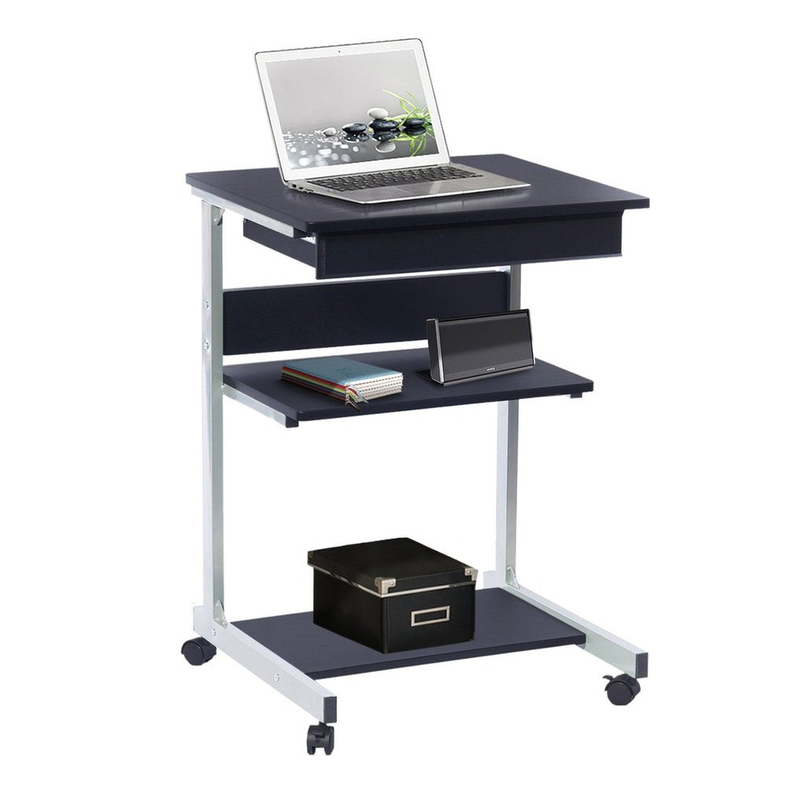 Techni Mobili Rolling Laptop Cart with Storage, Graphite by Level Up Desks