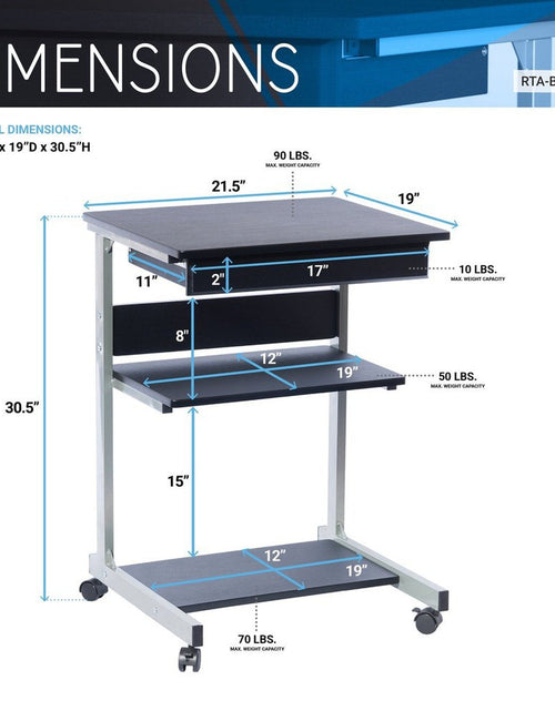 Load image into Gallery viewer, Techni Mobili Rolling Laptop Cart with Storage, Graphite by Level Up Desks
