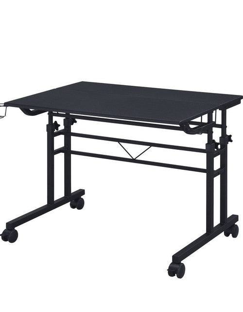 Load image into Gallery viewer, Techni Mobili Rolling Writing Desk with Height Adjustable Desktop and Moveable Shelf, Black by Level Up Desks

