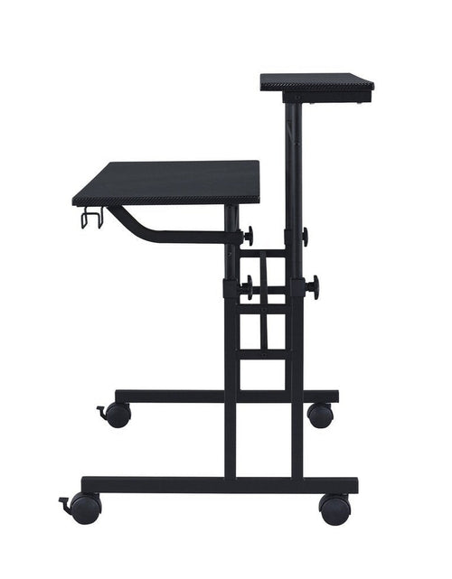 Load image into Gallery viewer, Techni Mobili Rolling Writing Desk with Height Adjustable Desktop and Moveable Shelf, Black by Level Up Desks
