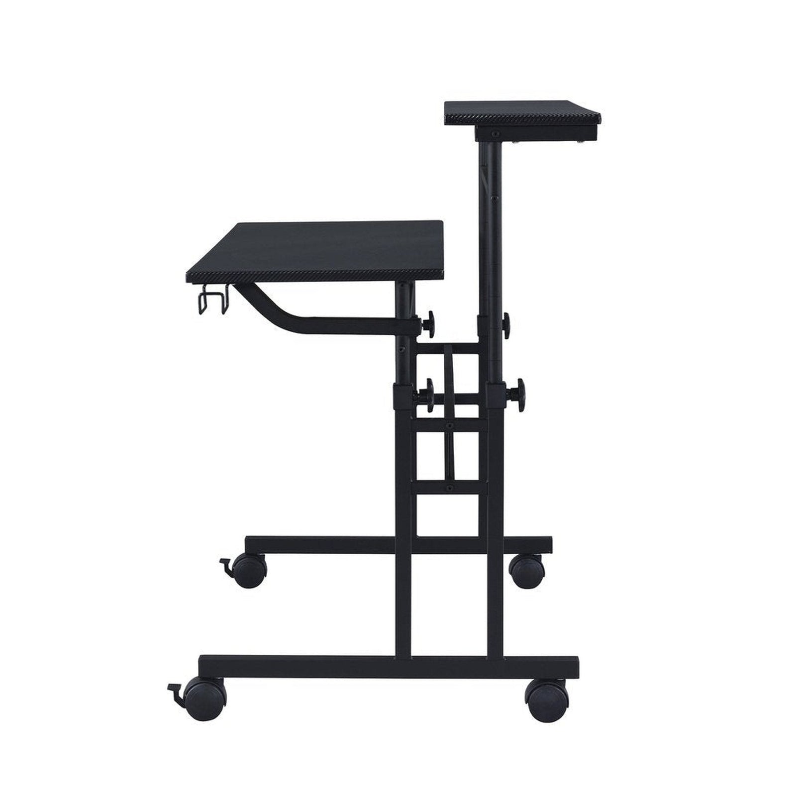 Techni Mobili Rolling Writing Desk with Height Adjustable Desktop and Moveable Shelf, Black by Level Up Desks