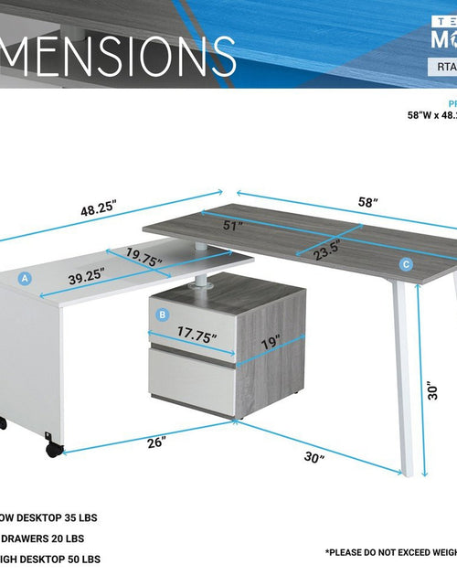Load image into Gallery viewer, Techni Mobili Rotating Multi-Positional Modern Desk, Grey by Level Up Desks
