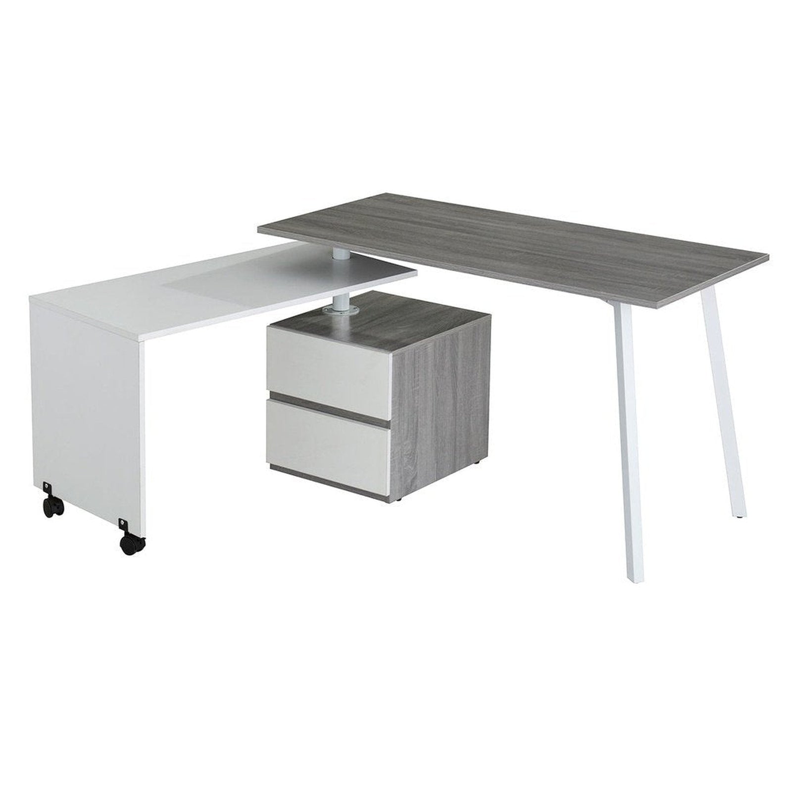 Techni Mobili Rotating Multi-Positional Modern Desk, Grey by Level Up Desks