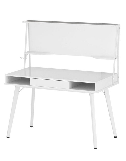 Load image into Gallery viewer, Techni Mobili Study Computer Desk with Storage &amp; Magnetic Dry Erase White Board, White by Level Up Desks
