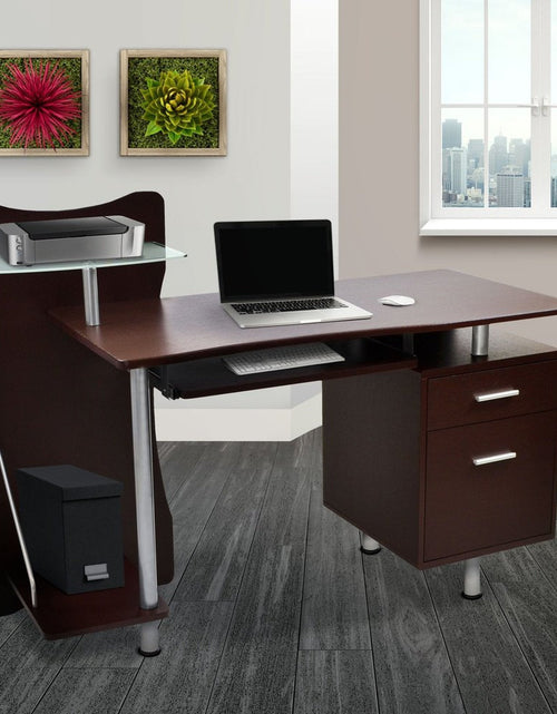 Load image into Gallery viewer, Techni Mobili Stylish Computer Desk with Storage, Chocolate by Level Up Desks
