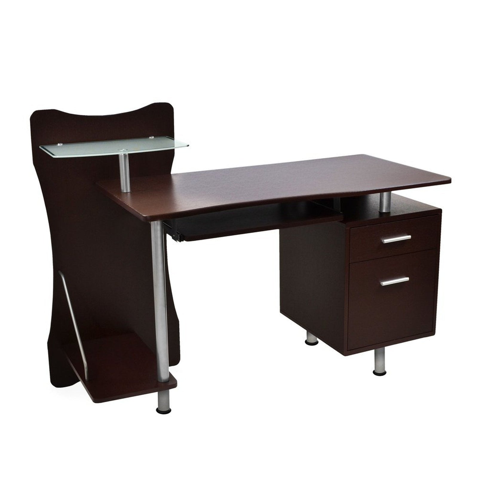 Techni Mobili Stylish Computer Desk with Storage, Chocolate by Level Up Desks