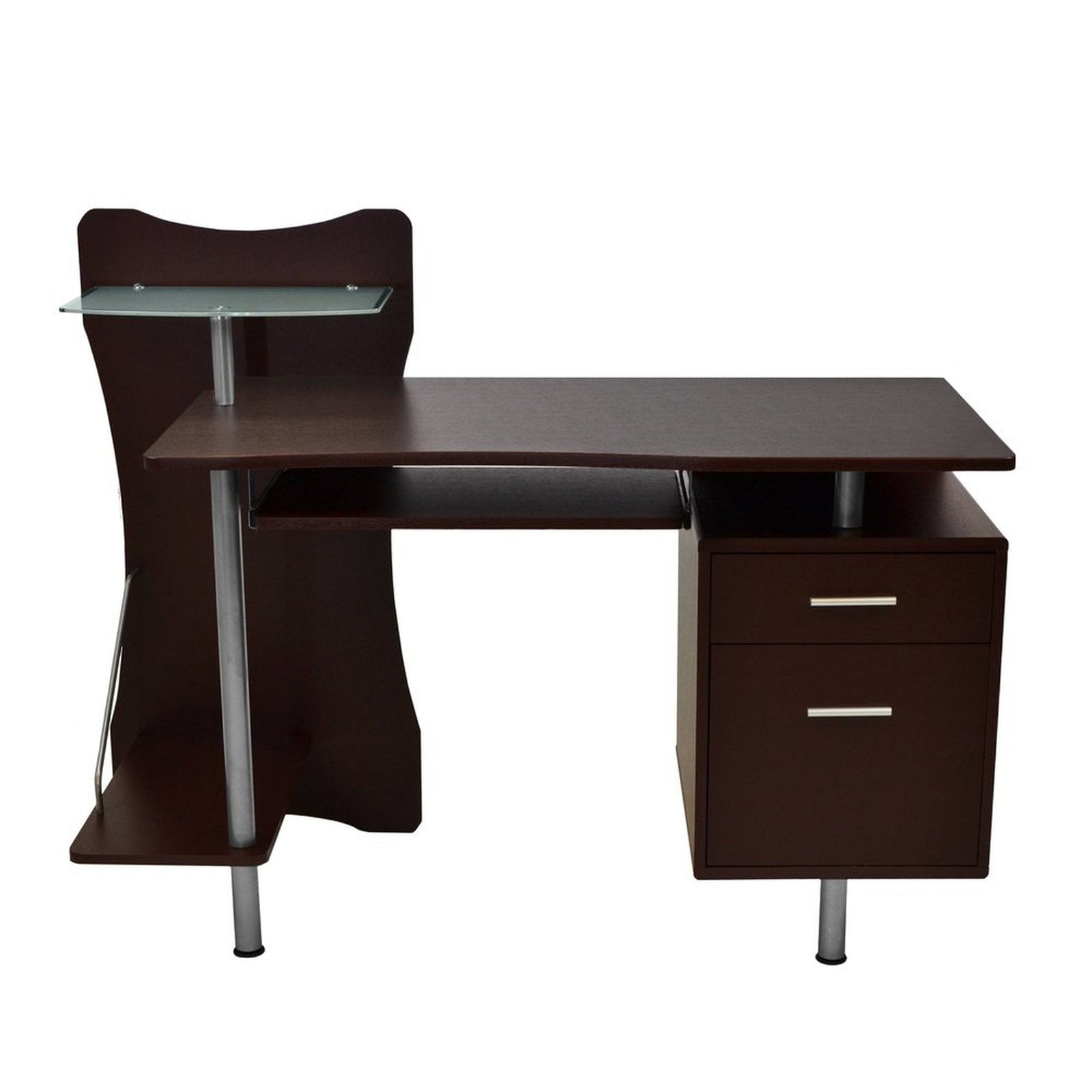 Techni Mobili Stylish Computer Desk with Storage, Chocolate by Level Up Desks