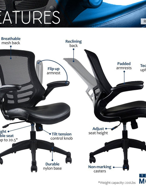 Load image into Gallery viewer, Techni Mobili Stylish Mid-Back Mesh Office Chair with Adjustable Arms, Black by Level Up Desks
