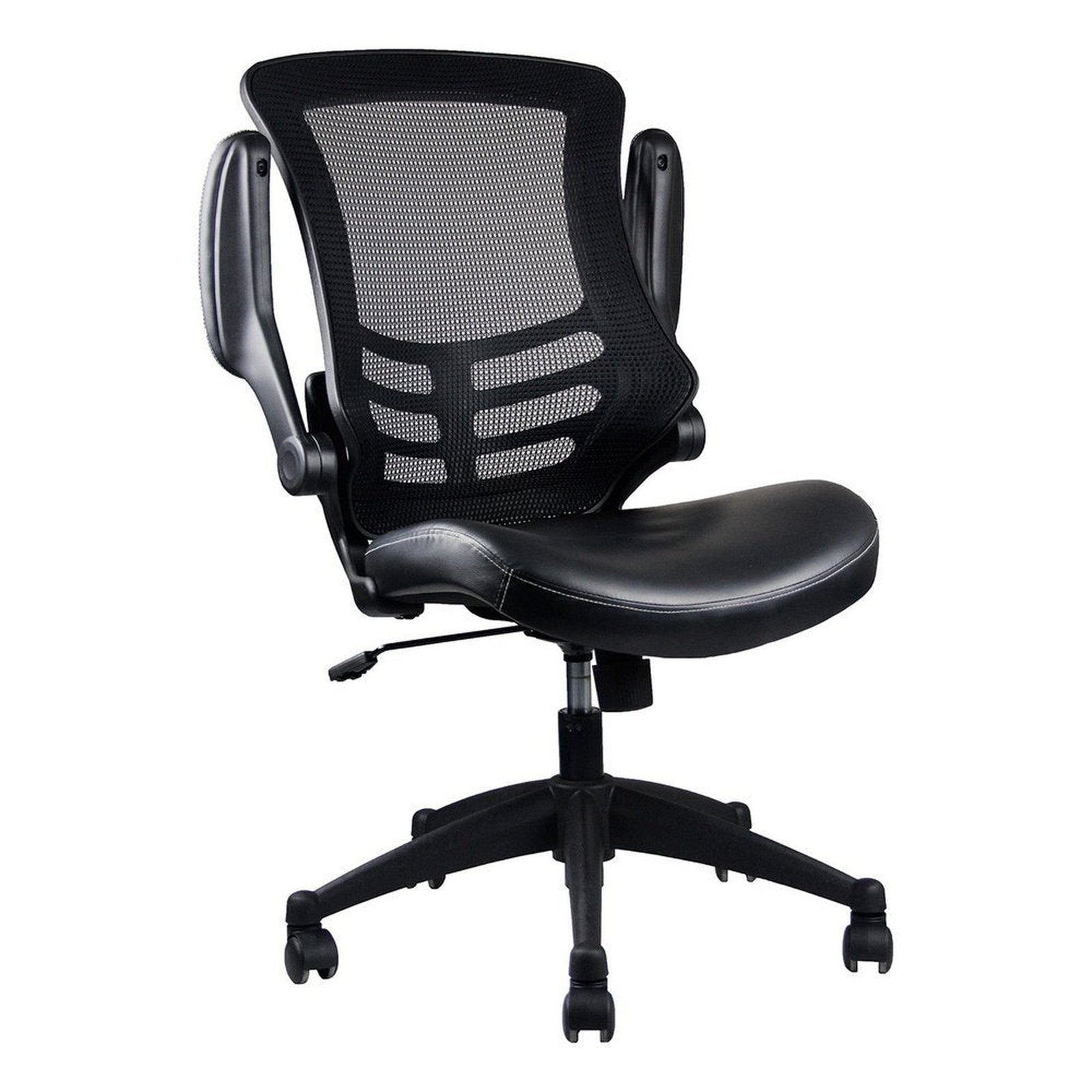 Techni Mobili Stylish Mid-Back Mesh Office Chair with Adjustable Arms, Black by Level Up Desks