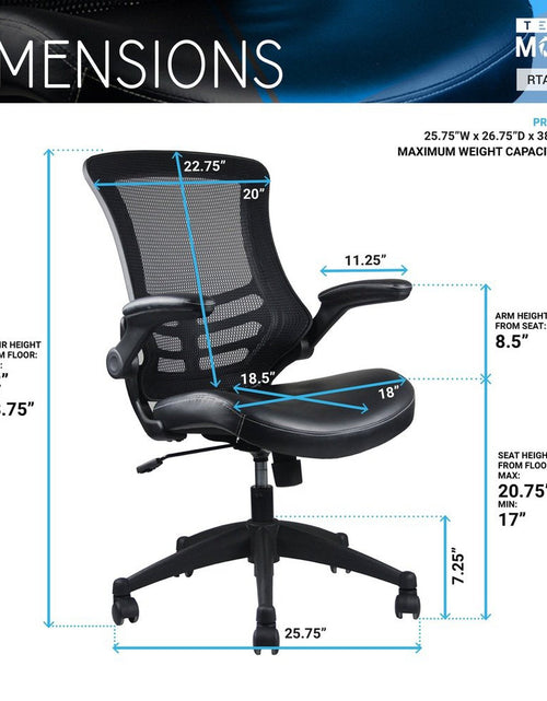 Load image into Gallery viewer, Techni Mobili Stylish Mid-Back Mesh Office Chair with Adjustable Arms, Black by Level Up Desks
