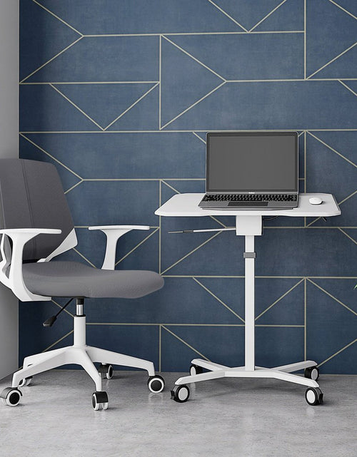 Load image into Gallery viewer, Techni Mobili White Sit to Stand Mobile Laptop Computer Stand with Height Adjustable and Tiltable Tabletop by Level Up Desks
