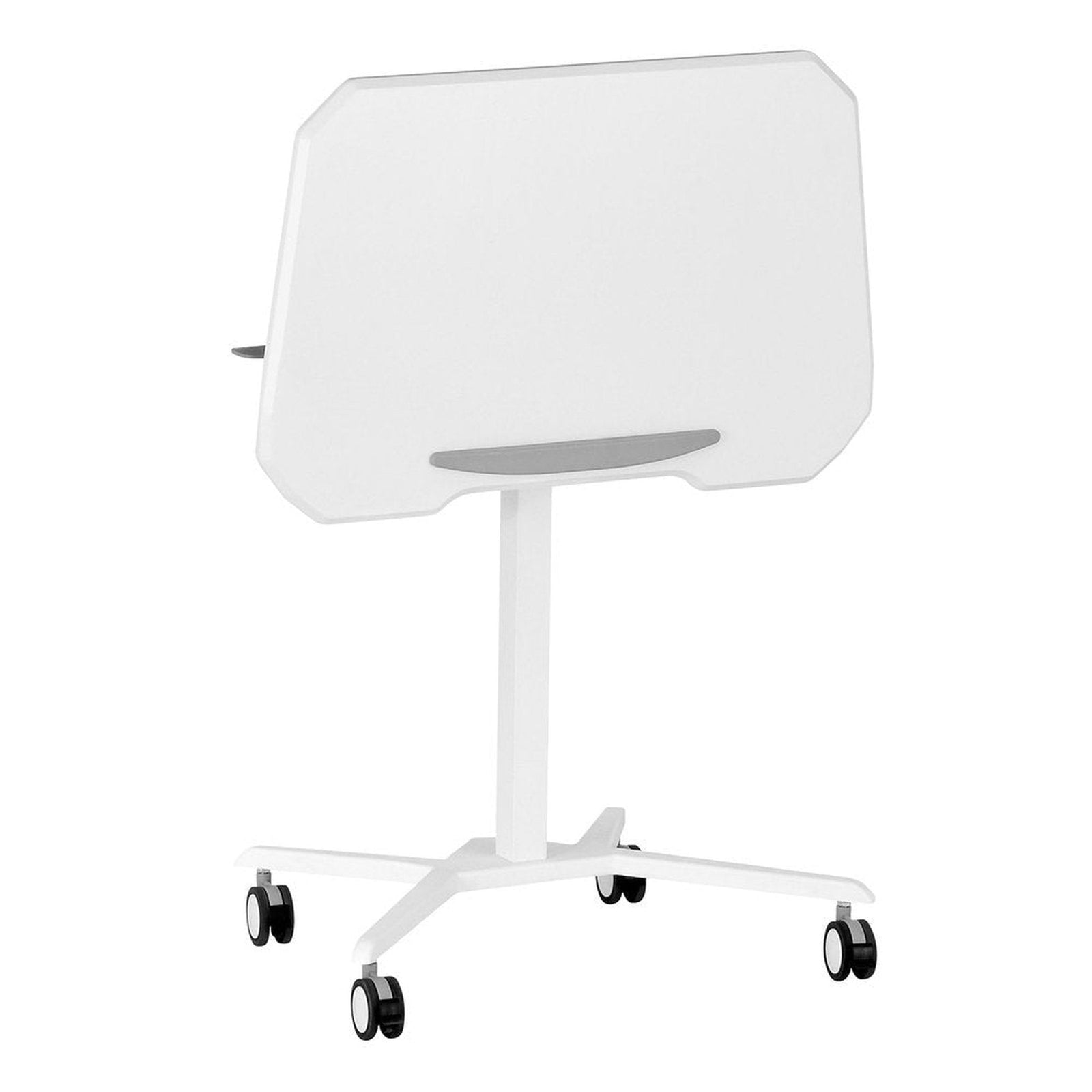 Techni Mobili White Sit to Stand Mobile Laptop Computer Stand with Height Adjustable and Tiltable Tabletop by Level Up Desks
