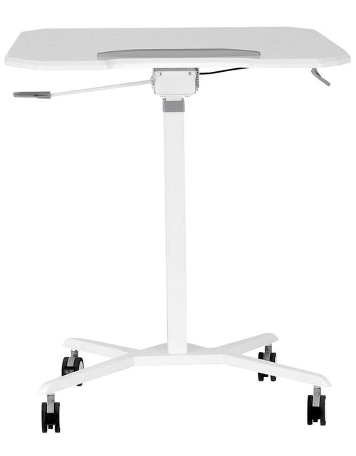 Load image into Gallery viewer, Techni Mobili White Sit to Stand Mobile Laptop Computer Stand with Height Adjustable and Tiltable Tabletop by Level Up Desks
