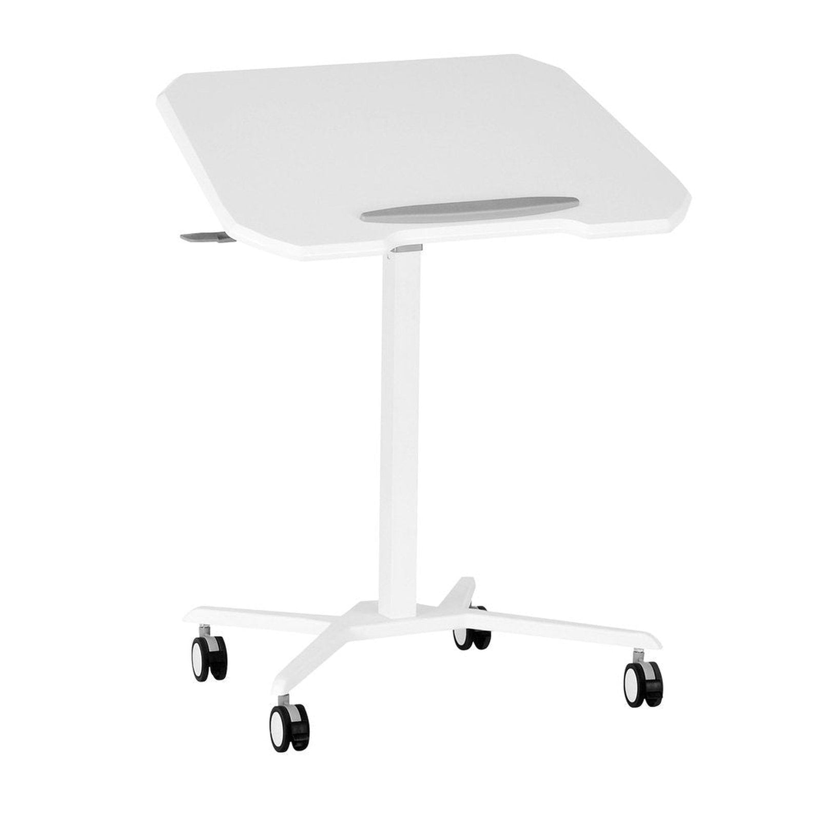 Techni Mobili White Sit to Stand Mobile Laptop Computer Stand with Height Adjustable and Tiltable Tabletop by Level Up Desks