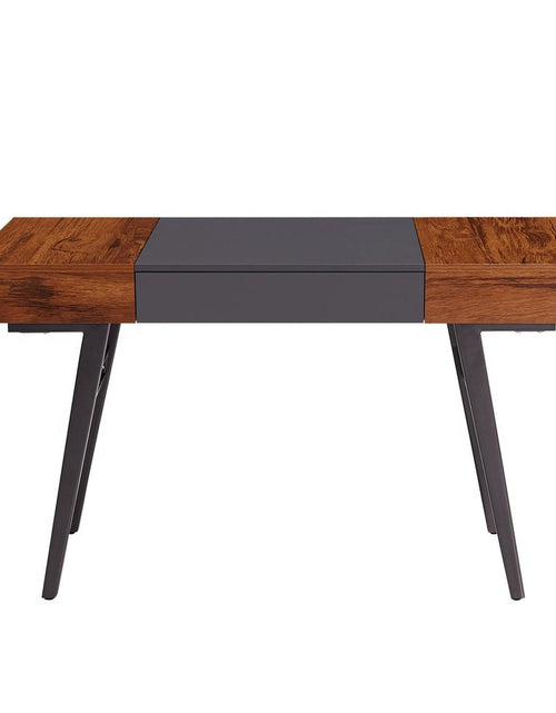 Load image into Gallery viewer, Techni Mobili Writing Desk - Dual Side &amp; Pull-Out Front Drawer - Coated Grey Steel Frame - Mahogany by Level Up Desks
