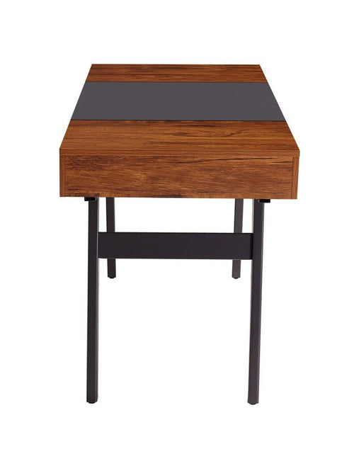 Load image into Gallery viewer, Techni Mobili Writing Desk - Dual Side &amp; Pull-Out Front Drawer - Coated Grey Steel Frame - Mahogany by Level Up Desks
