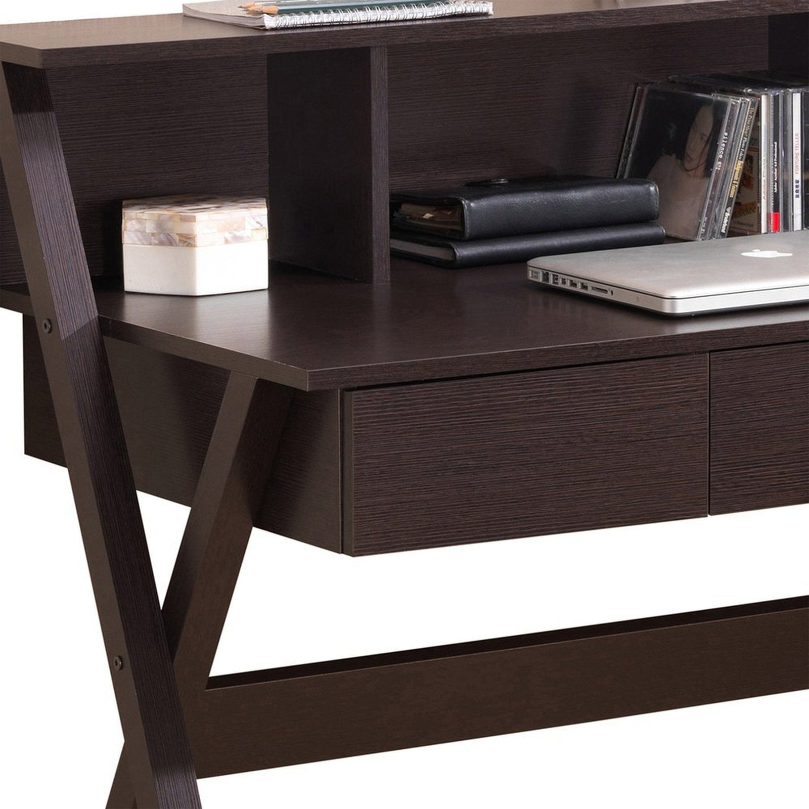 Techni Mobili Writing Desk with Storage, Wenge by Level Up Desks
