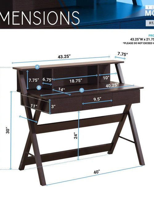 Load image into Gallery viewer, Techni Mobili Writing Desk with Storage, Wenge by Level Up Desks

