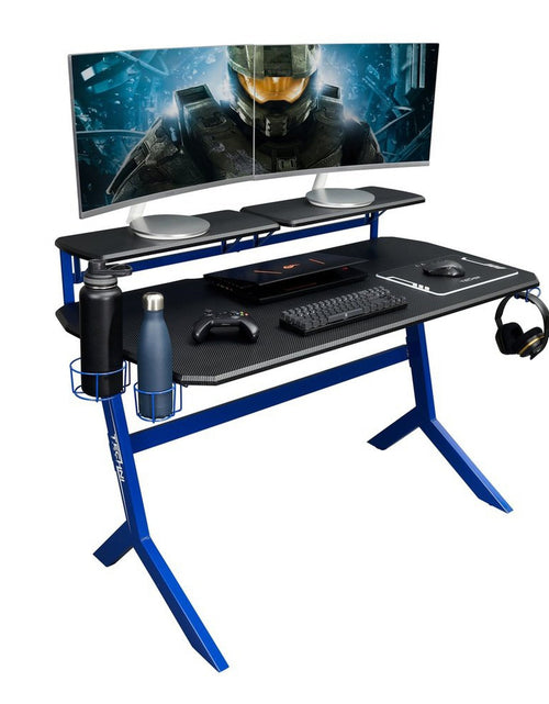 Load image into Gallery viewer, Techni Sport Blue Stryker Gaming Desk, Blue by Level Up Desks

