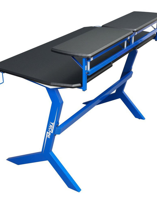 Load image into Gallery viewer, Techni Sport Blue Stryker Gaming Desk, Blue by Level Up Desks

