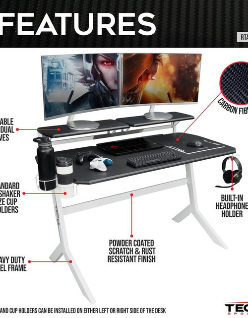 Load image into Gallery viewer, Techni Sport White Stryker Gaming Desk, White by Level Up Desks
